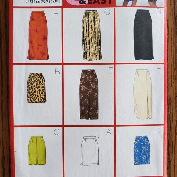 Vintage 90s Butterick Pattern 5430 Uncut Semi Fitted Straight Skirt Sz 6 8 10 - Picture 1 of 3